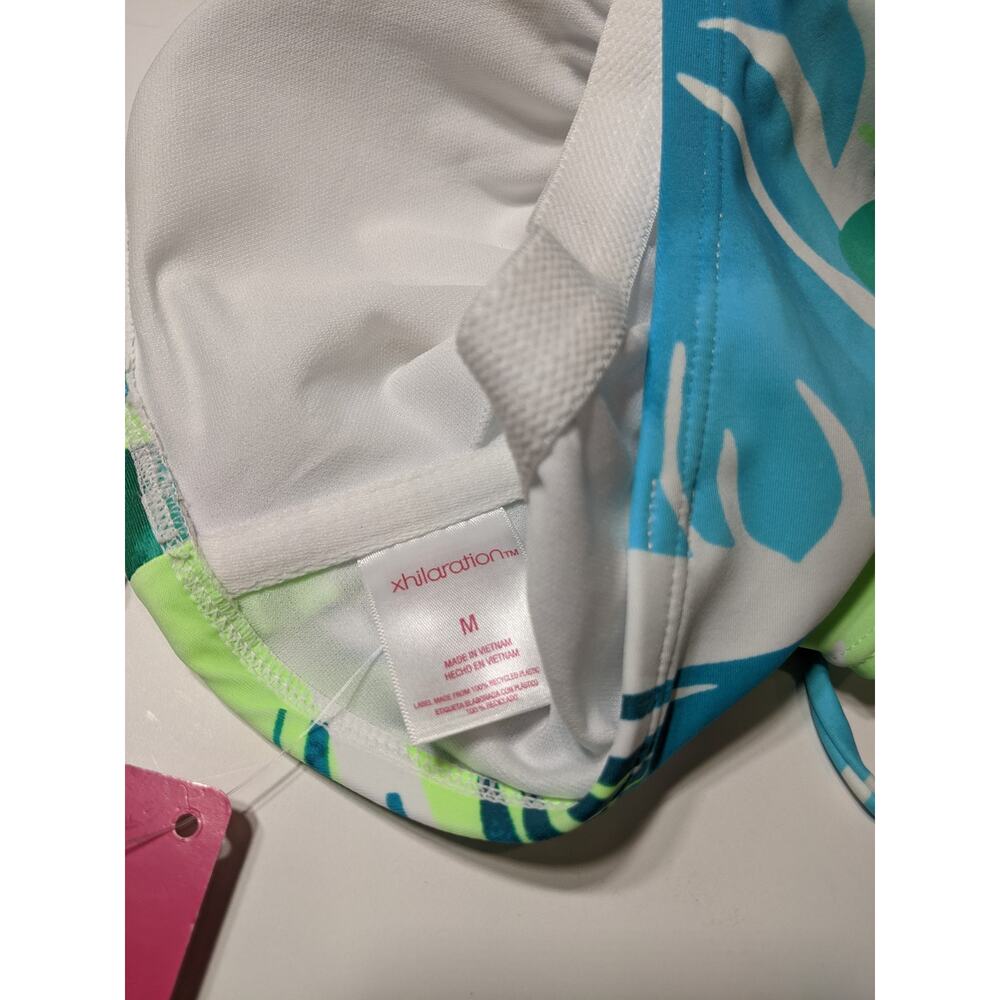 Xhilaration Bikini Top Tropical Juniors' Longline Side-Cinch Bandeau M Swimsuit - Picture 9 of 10